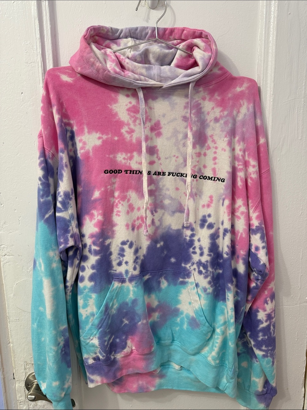 The Mayfair Group Tie-Dye Pink Purple Blue Pullover Hoodie